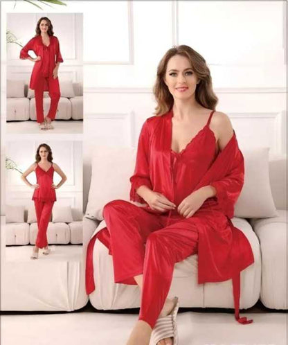 Sale Transparent Short Night Dress For Women | 3-Piece Nighty