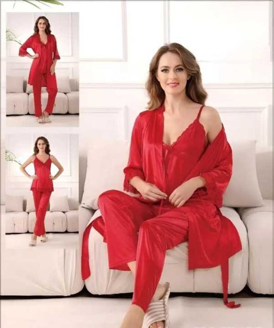 Sale Transparent Short Night Dress For Women | 3-Piece Nighty