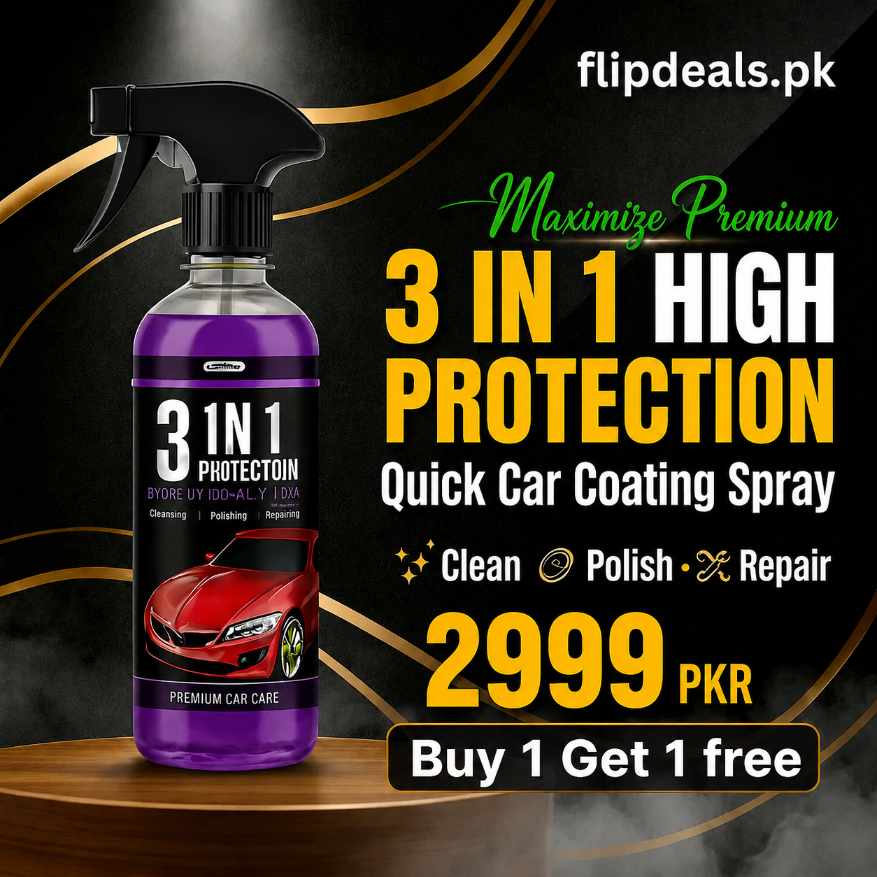 High Protection Quick Car Coat Ceramic 3 In 1 Coating Spray (120 ML) BUY ONE GET ONE FREE
