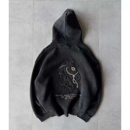 noble horse design hoodie, white color