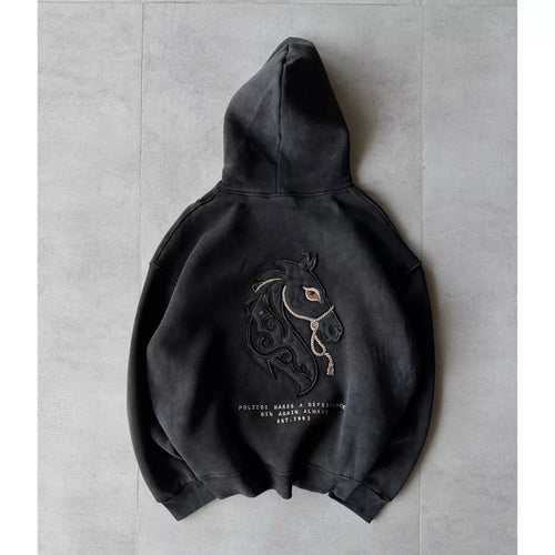 noble horse design hoodie, white color