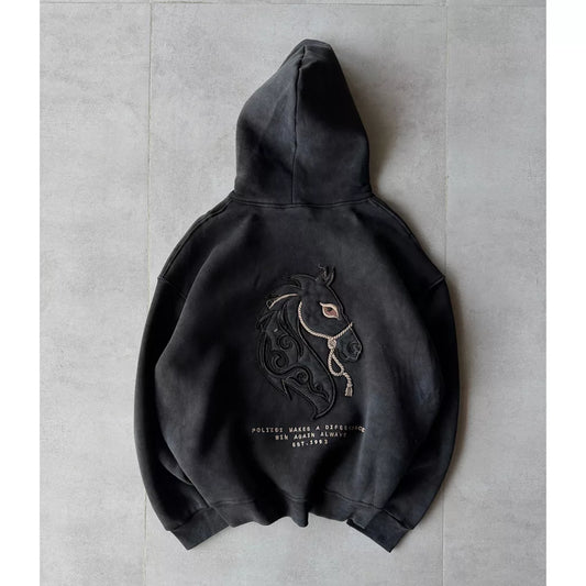 noble horse design hoodie, white color