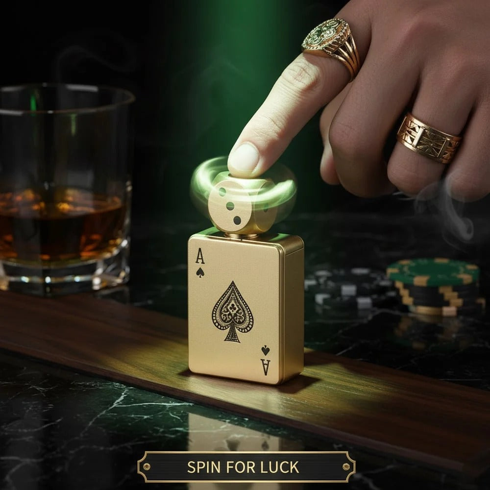 (Pack Of 2) CardDice Spinner Green Flame Lighter