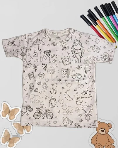 Washable Coloring T-Shirt for Kids 🎨 Color → Wash → Reuse Again!