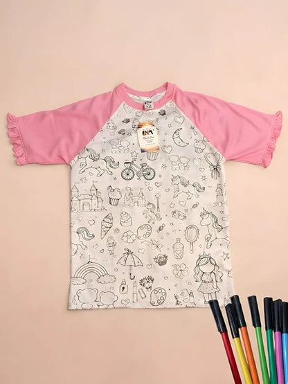 Washable Coloring T-Shirt for Kids 🎨 Color → Wash → Reuse Again!