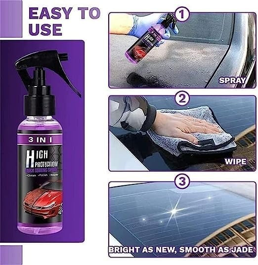 High Protection Quick Car Coat Ceramic 3 In 1 Coating Spray (120 ML) BUY ONE GET ONE FREE