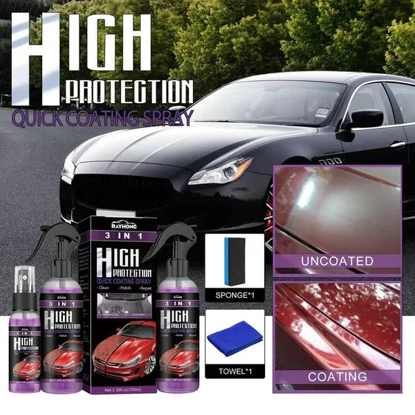 High Protection Quick Car Coat Ceramic 3 In 1 Coating Spray (120 ML) BUY ONE GET ONE FREE