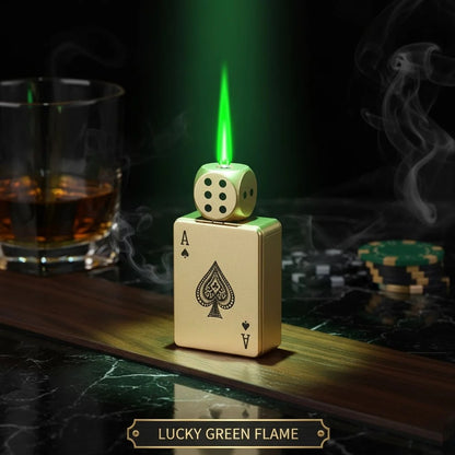(Pack Of 2) CardDice Spinner Green Flame Lighter